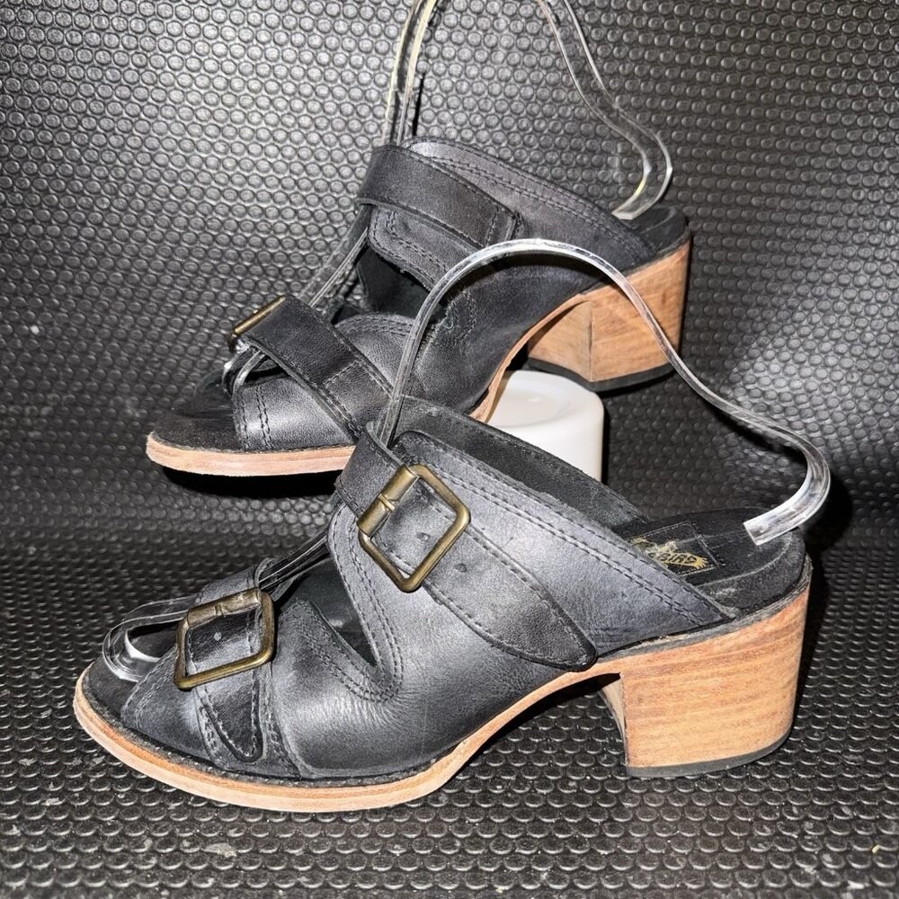 Freebird by Steven Black Leather Buckle Sandals